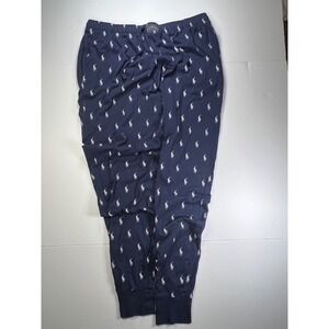 Polo Ralph Lauren Pajama Pants Mens 1XT Navy Blue Pony Print Jogger Sleepwear